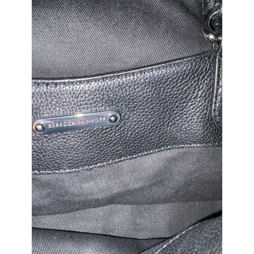 Rebecca Minkoff Womens Small Black Flap Bag Silver Hardware